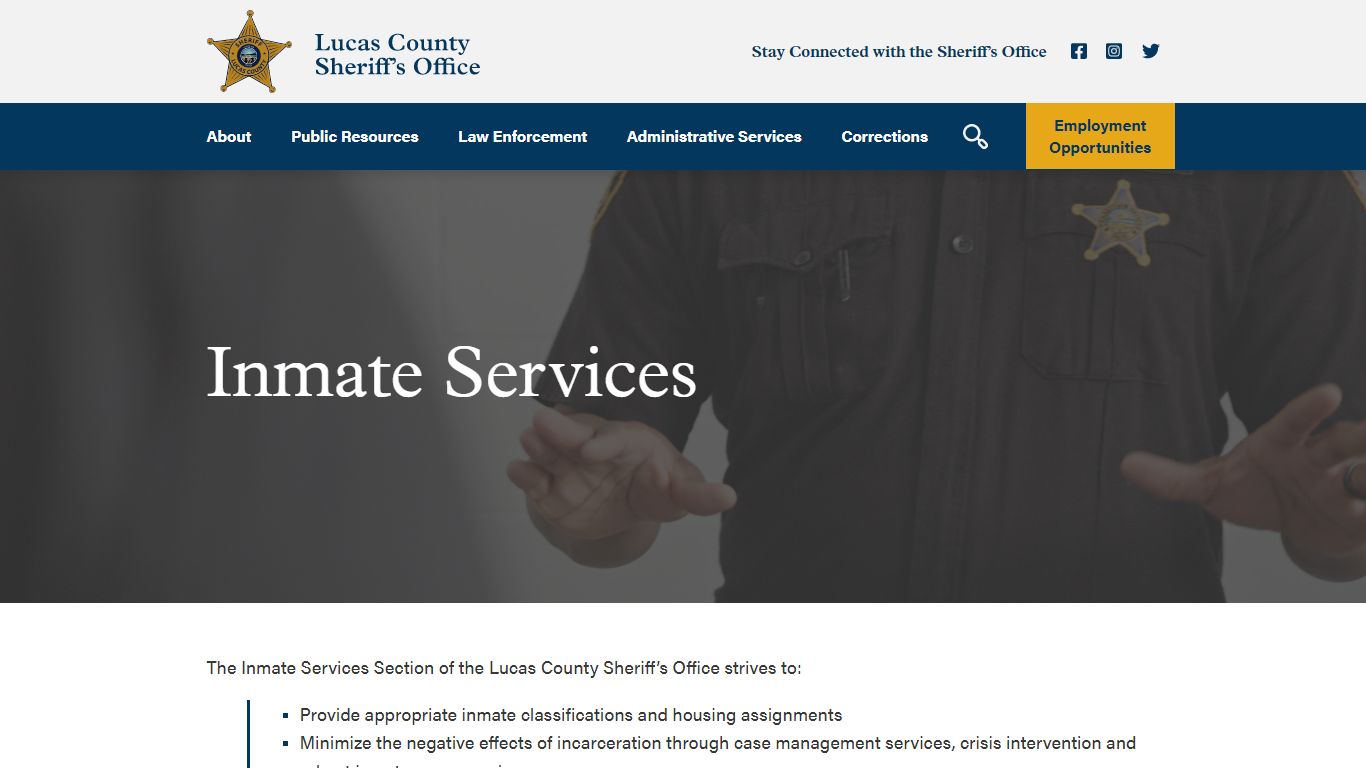Corrections Center Inmate Services - Lucas County Sheriff’s Office